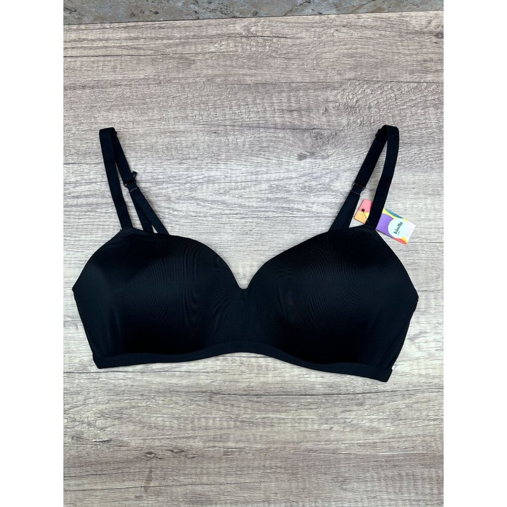 Kindly Bra Womens Size 34D Black Wirefree T-Shirt Bra Padded NWT